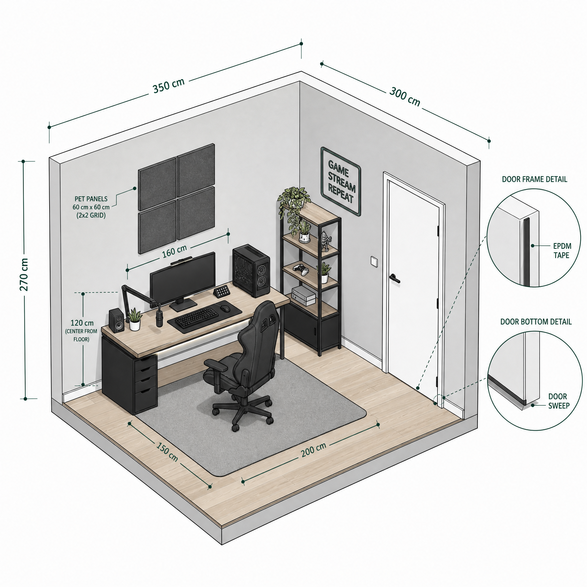 Projeto Acústico 3D Quarto Gamer